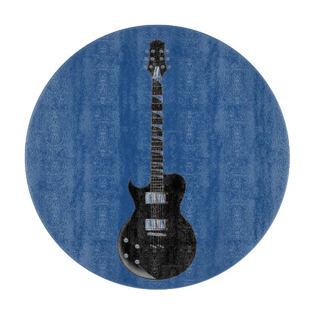 Electric Guitar Blue Black Pop Art Case-Mate Cutting Board (Front)