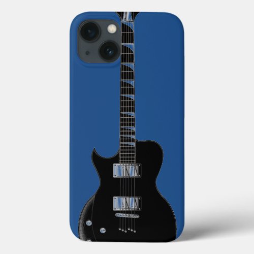 Electric Guitar Blue Black Pop Art iPhone 13 Case