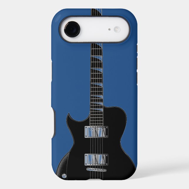 Electric Guitar Blue Black Pop Art Case-Mate iPhone Case (Back)