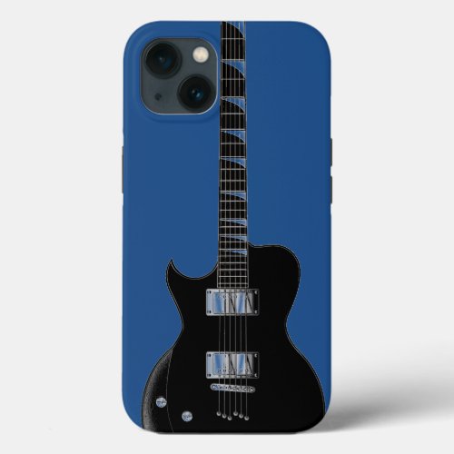 Electric Guitar Blue Black Pop Art iPhone 13 Case