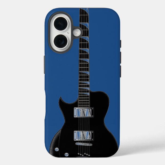 Electric Guitar Blue Black Pop Art Case-Mate iPhone Case (Back)