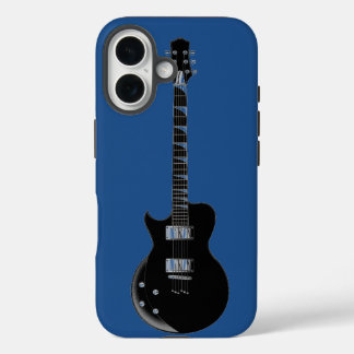 Electric Guitar Blue Black Pop Art iPhone 16 Case