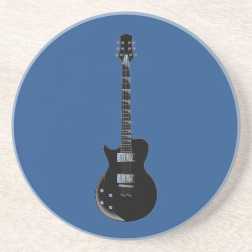 Electric Guitar Blue Black Pop Art Coaster