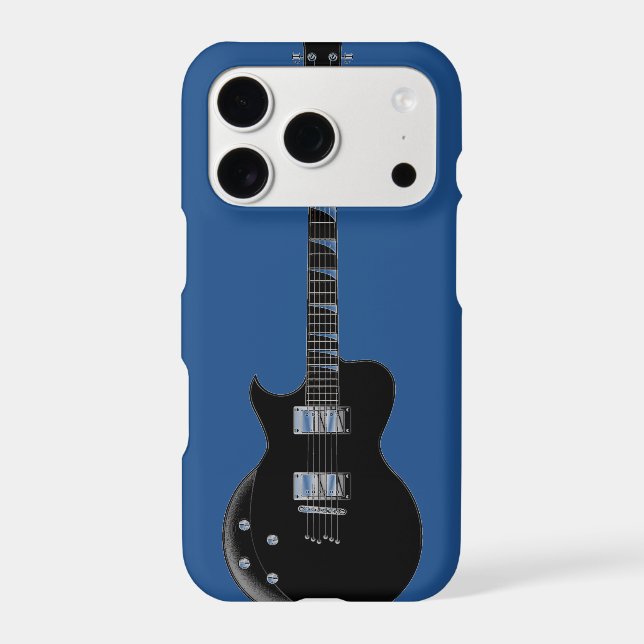 Electric Guitar Blue Black Pop Art iPhone Case (Back)