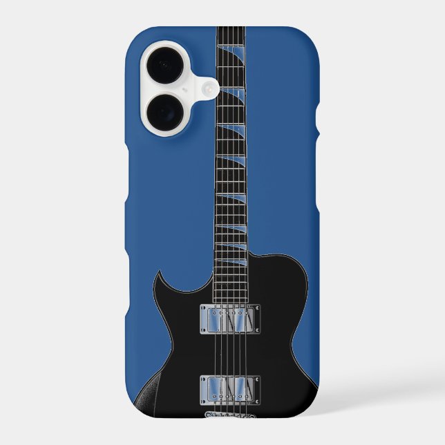 Electric Guitar Blue Black Pop Art iPhone Case (Back)