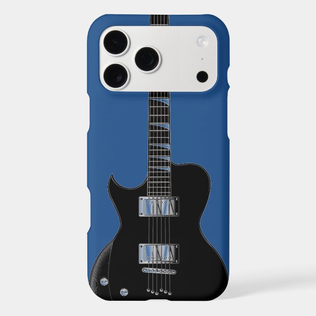 Electric Guitar Blue Black Pop Art iPhone Case (Back)