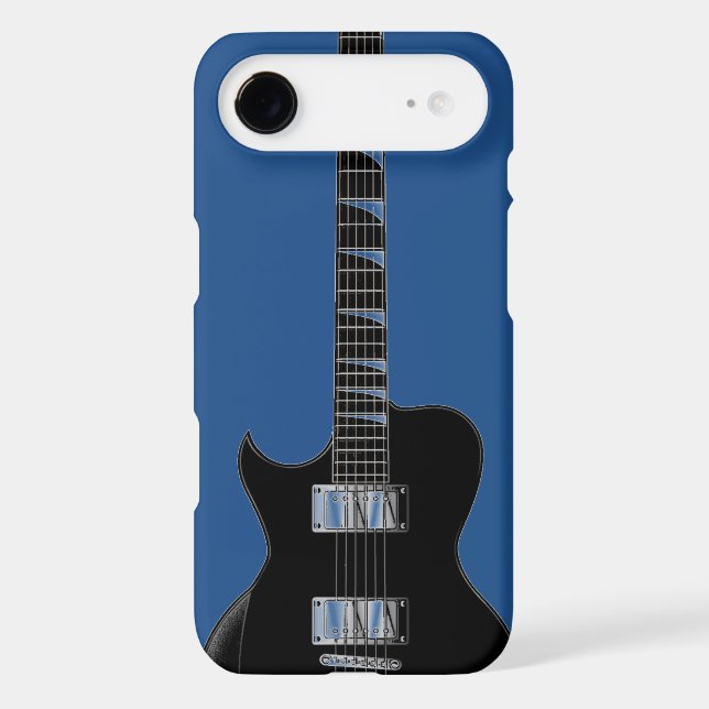 Electric Guitar Blue Black Pop Art iPhone Case (Back)