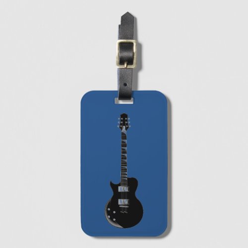 Electric Guitar Blue Black Pop Art Luggage Tag