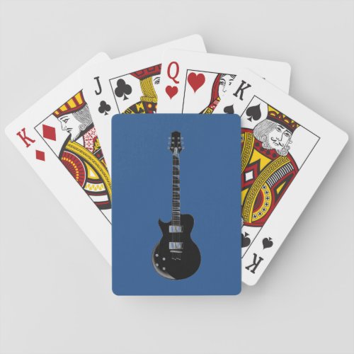 Electric Guitar Blue Black Pop Art Playing Cards