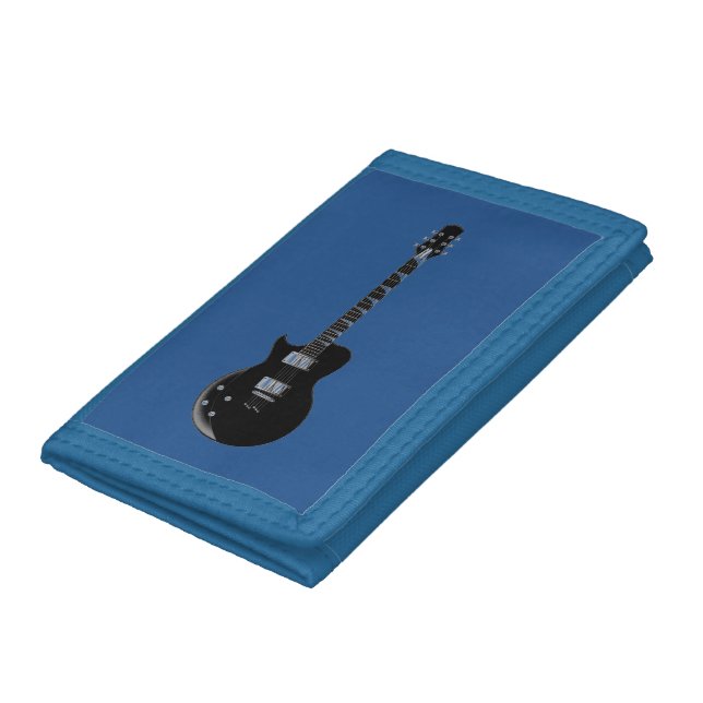 Electric Guitar Blue Black Pop Art Trifold Wallet (Bottom)