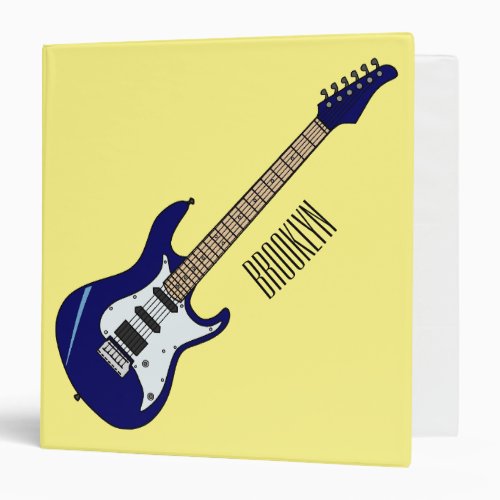 Electric guitar cartoon illustration 3 ring binder