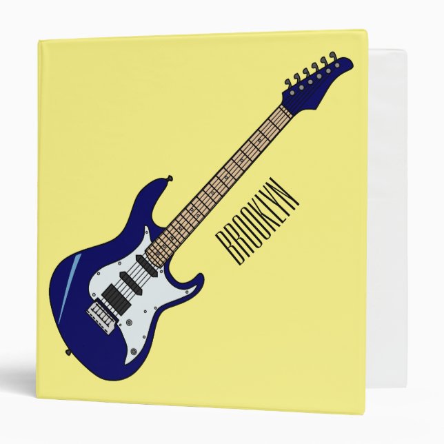 Electric guitar cartoon illustration 3 ring binder (Front/Inside)