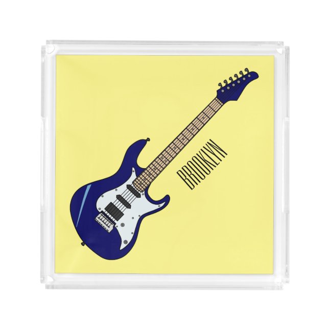 Electric guitar cartoon illustration acrylic tray (Front)