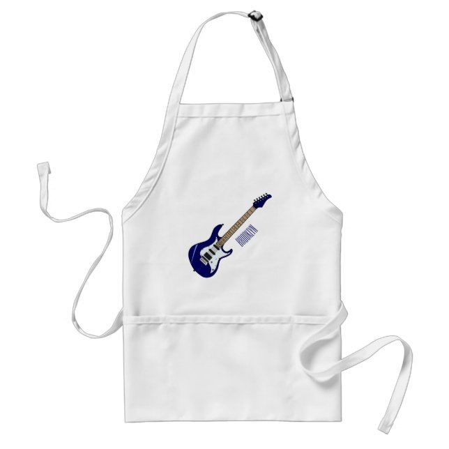 Electric guitar cartoon illustration adult apron (Front)