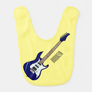 Electric guitar cartoon illustration baby bib