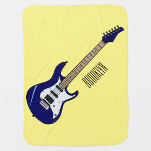 Electric guitar cartoon illustration baby blanket