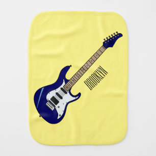 Electric guitar cartoon illustration baby burp cloth