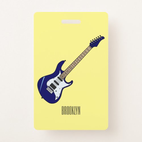 Electric guitar cartoon illustration badge