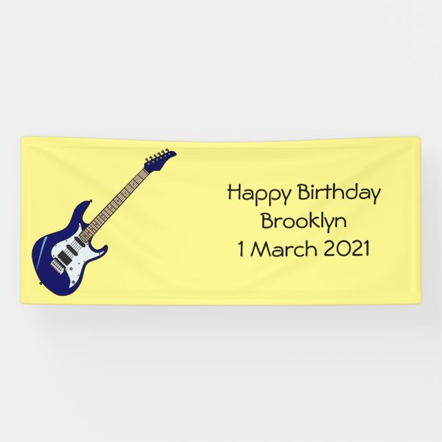 Electric guitar cartoon illustration banner (Horizontal)