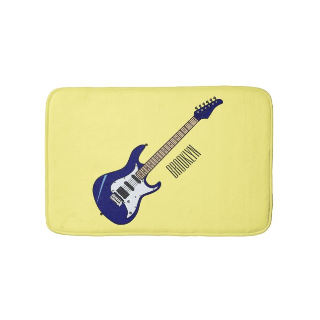 Electric guitar cartoon illustration bath mat (Front)
