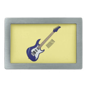 Electric guitar cartoon illustration belt buckle