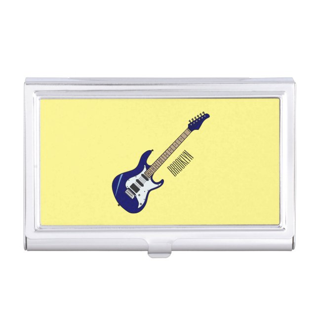 Electric guitar cartoon illustration business card case (Front)