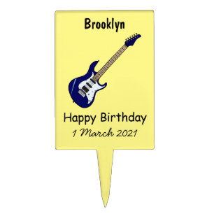 Electric guitar cartoon illustration cake topper