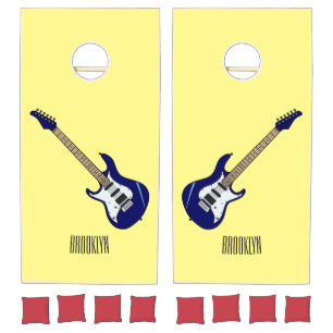 Electric guitar cartoon illustration cornhole set