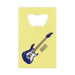 Electric guitar cartoon illustration credit card bottle opener