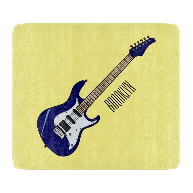 Electric guitar cartoon illustration cutting board (Front)