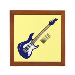 Electric guitar cartoon illustration desk organizer