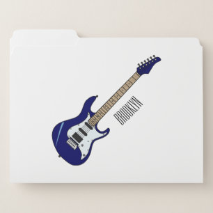 Electric guitar cartoon illustration file folder