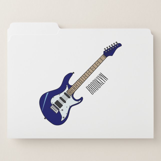 Electric guitar cartoon illustration file folder (Front Left)