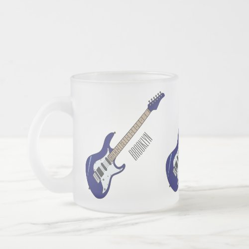 Electric guitar cartoon illustration frosted glass coffee mug