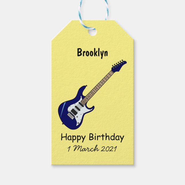 Electric guitar cartoon illustration gift tags (Front)