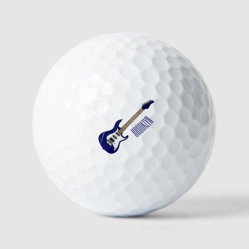 Electric guitar cartoon illustration golf balls