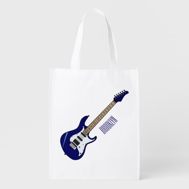 Electric guitar cartoon illustration grocery bag (Front)