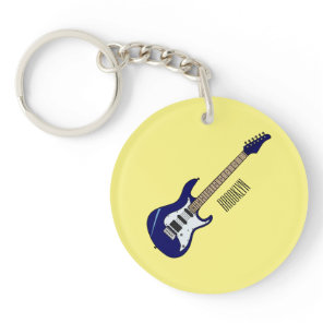 Electric guitar cartoon illustration keychain
