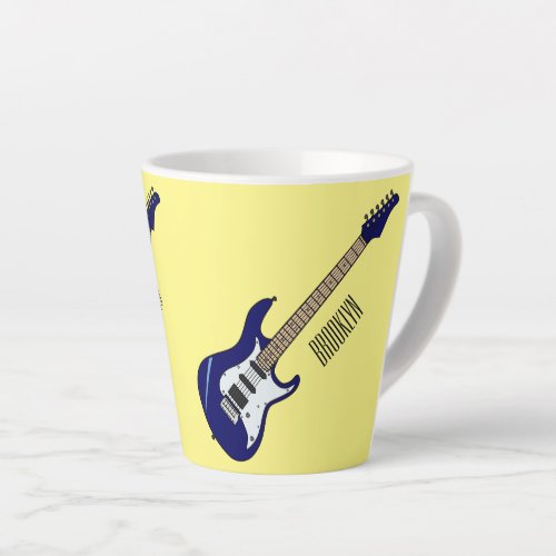 Electric guitar cartoon illustration latte mug
