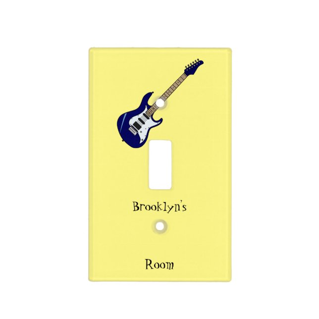 Electric guitar cartoon illustration light switch cover (Front)