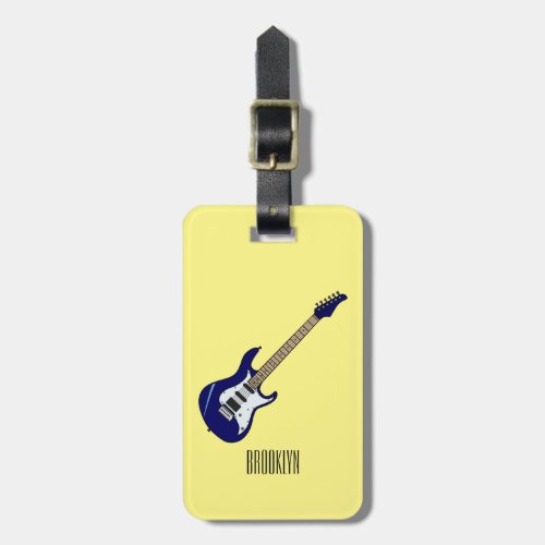 Electric guitar cartoon illustration luggage tag