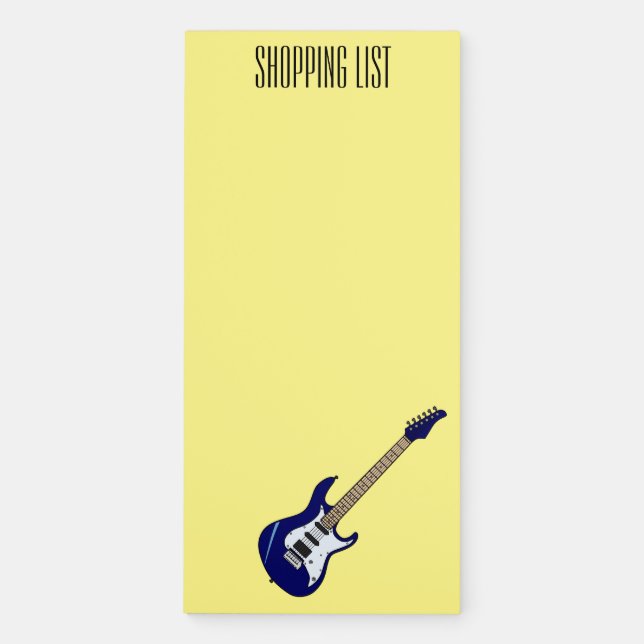 Electric guitar cartoon illustration magnetic notepad (Front)