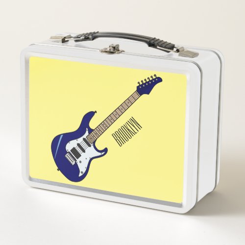 Electric guitar cartoon illustration metal lunch box