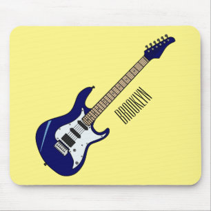 Electric guitar cartoon illustration mouse pad