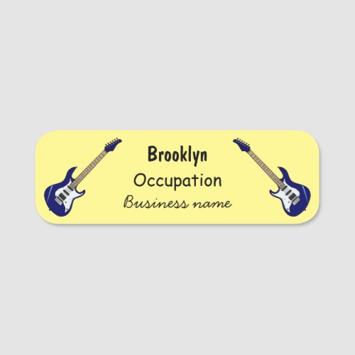 Electric guitar cartoon illustration name tag