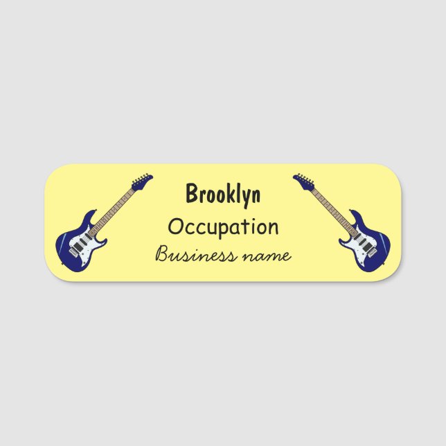 Electric guitar cartoon illustration name tag (Front)
