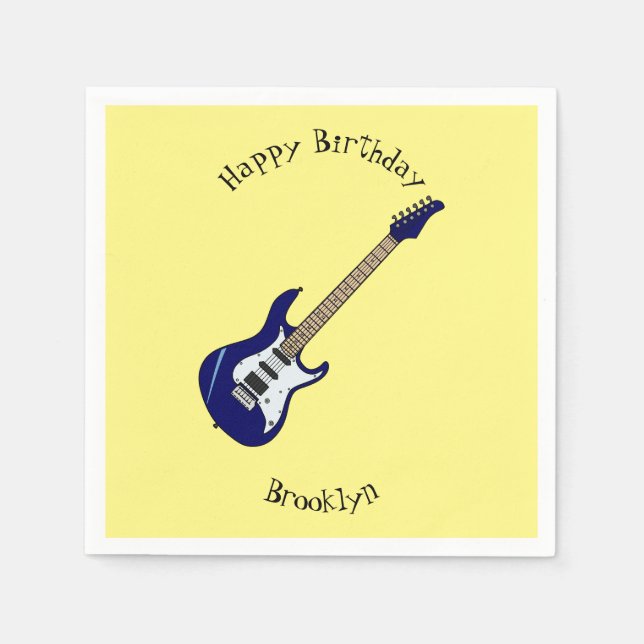 Electric guitar cartoon illustration napkins (Front)