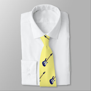 Electric guitar cartoon illustration neck tie