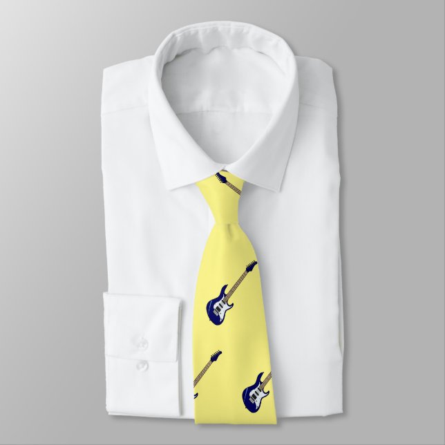 Electric guitar cartoon illustration neck tie (Tied)