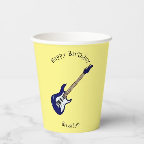 Electric guitar cartoon illustration paper cups